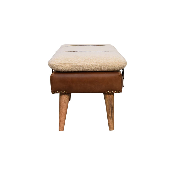 BouclÃ© Buffalo Hide Leather Bench
