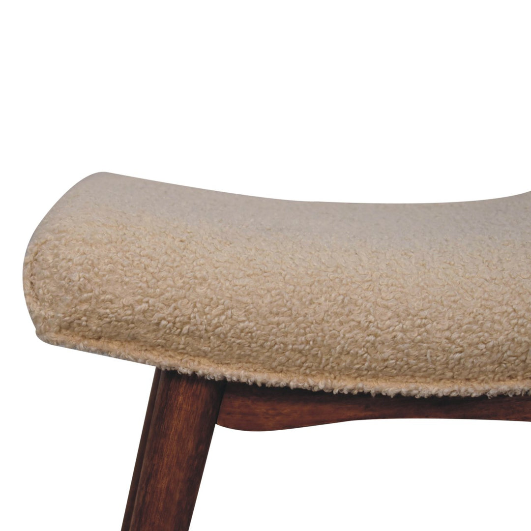 Honey Caramel Boucle Cream Curved Bench