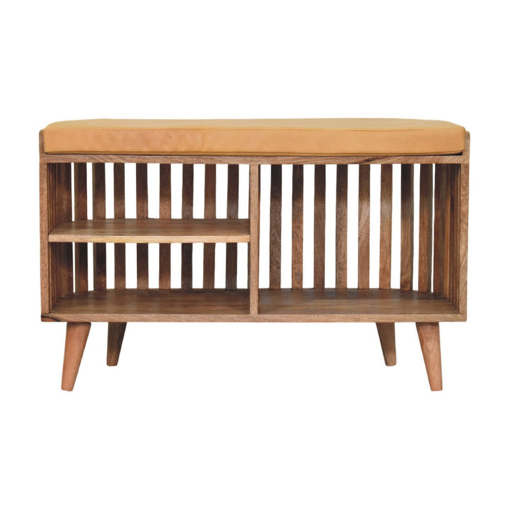 Slatted Oak-ish Bench with 3 slots