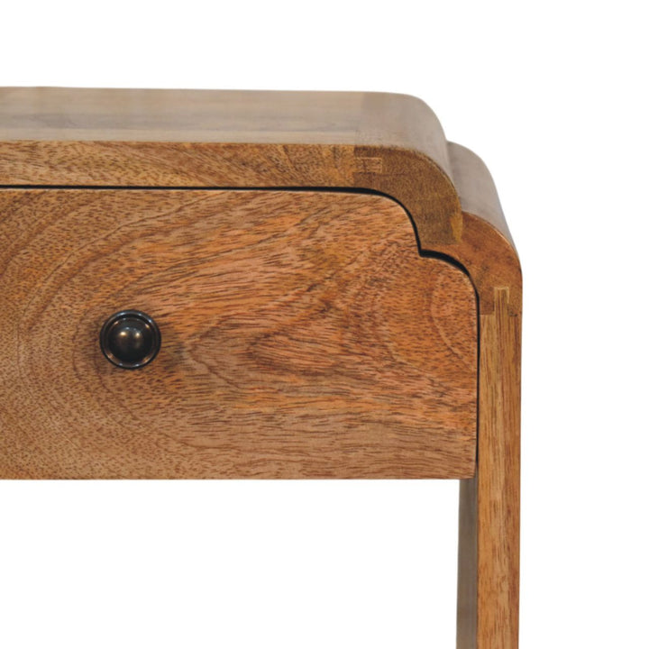 Newton Mini Oak-ish Nightstand with a drawer and open shelf