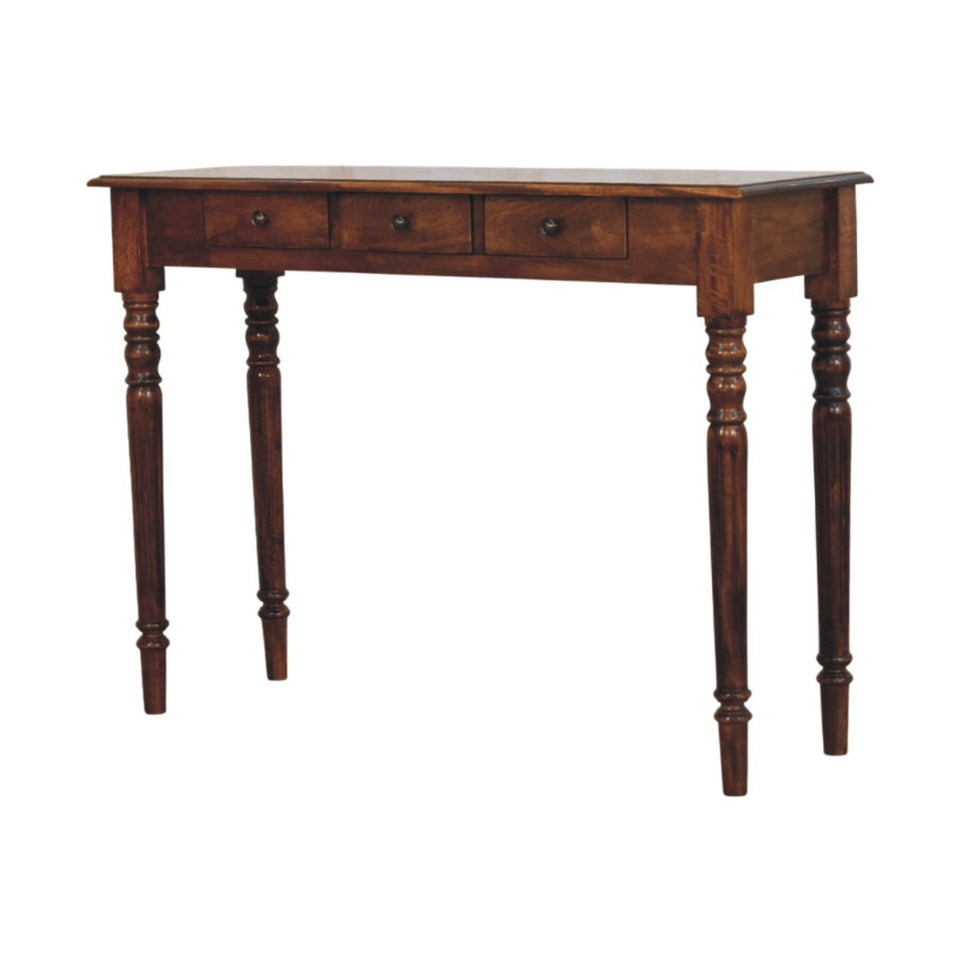 Turned Legs 3 Drawer Chestnut Console