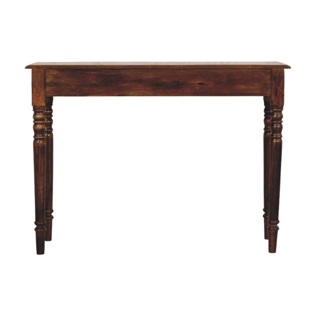 Turned Legs 3 Drawer Chestnut Console