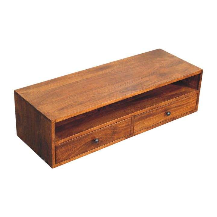 Lunar 2 Drawer Chestnut Wall Mounted Media Unit