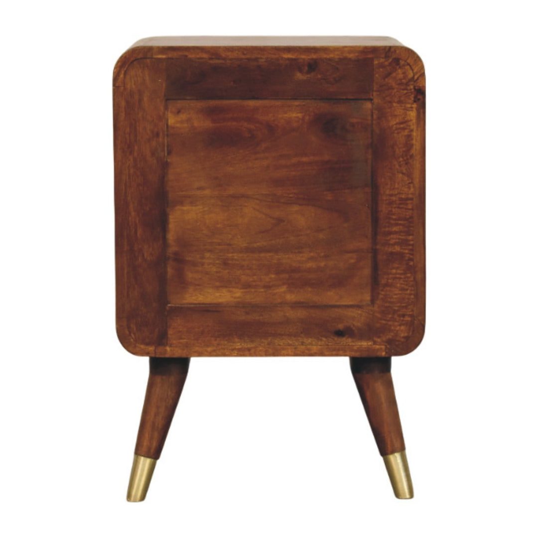 Avora Brass Embossed 2 Drawer Chestnut Nightstand