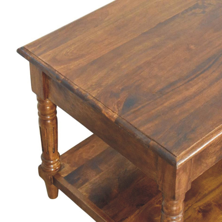 Turned Legs Chestnut 2 Drawer Coffee Table