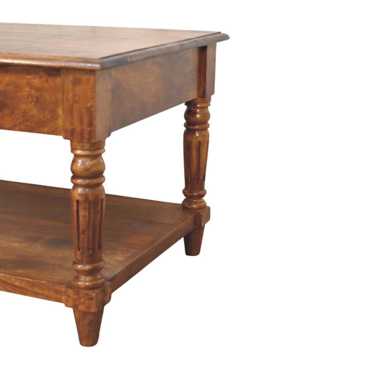 Turned Legs Chestnut 2 Drawer Coffee Table