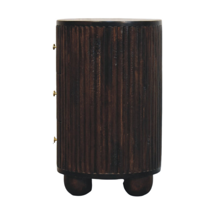 Curved Fluted 3-Drawer Bedside