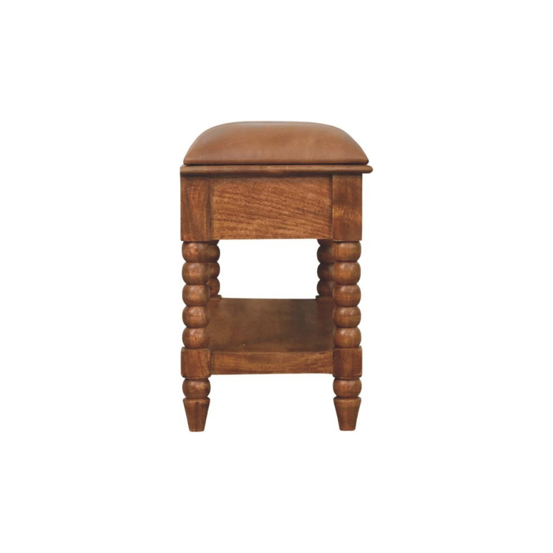 Spindle Leather Bench