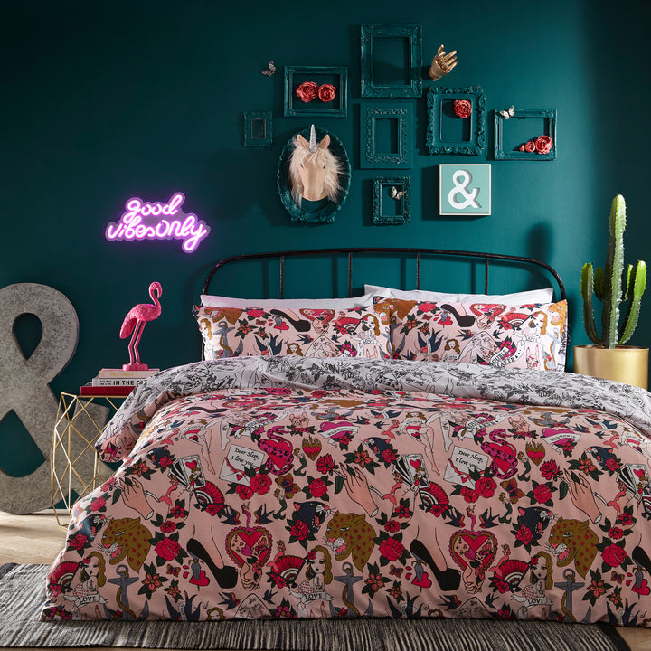 Inked Double Duvet Set Blush - image 2