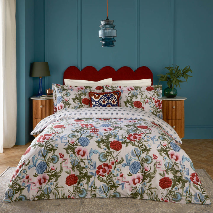 Ishana Super King Duvet Set Redcurrent/French Blue