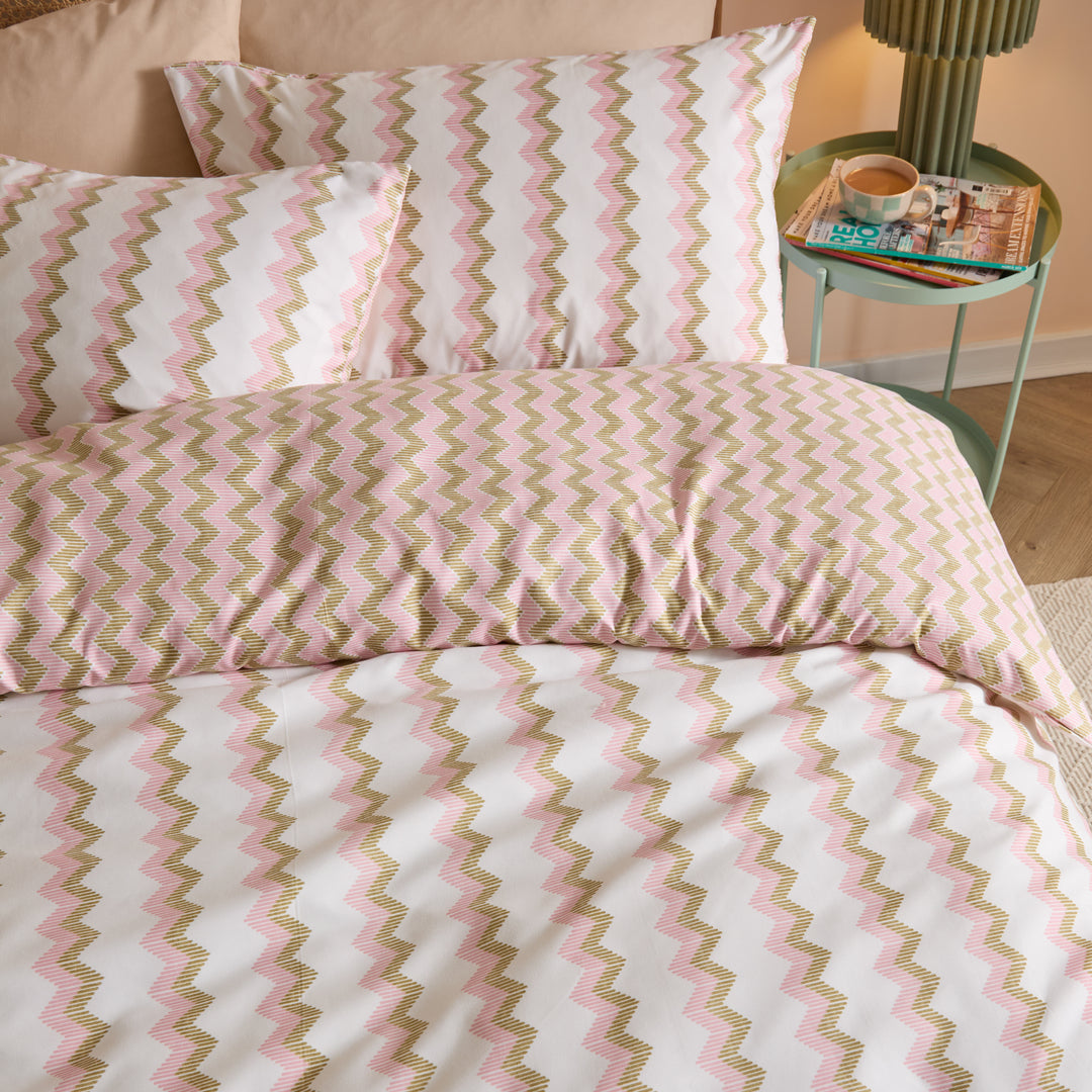Izzie Single Duvet Set Green / Pink