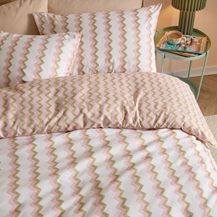 Izzie Single Duvet Set Green / Pink