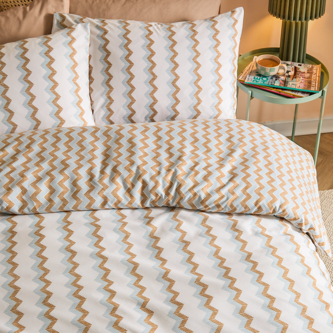 Izzie King Duvet Set Blue / Caramel