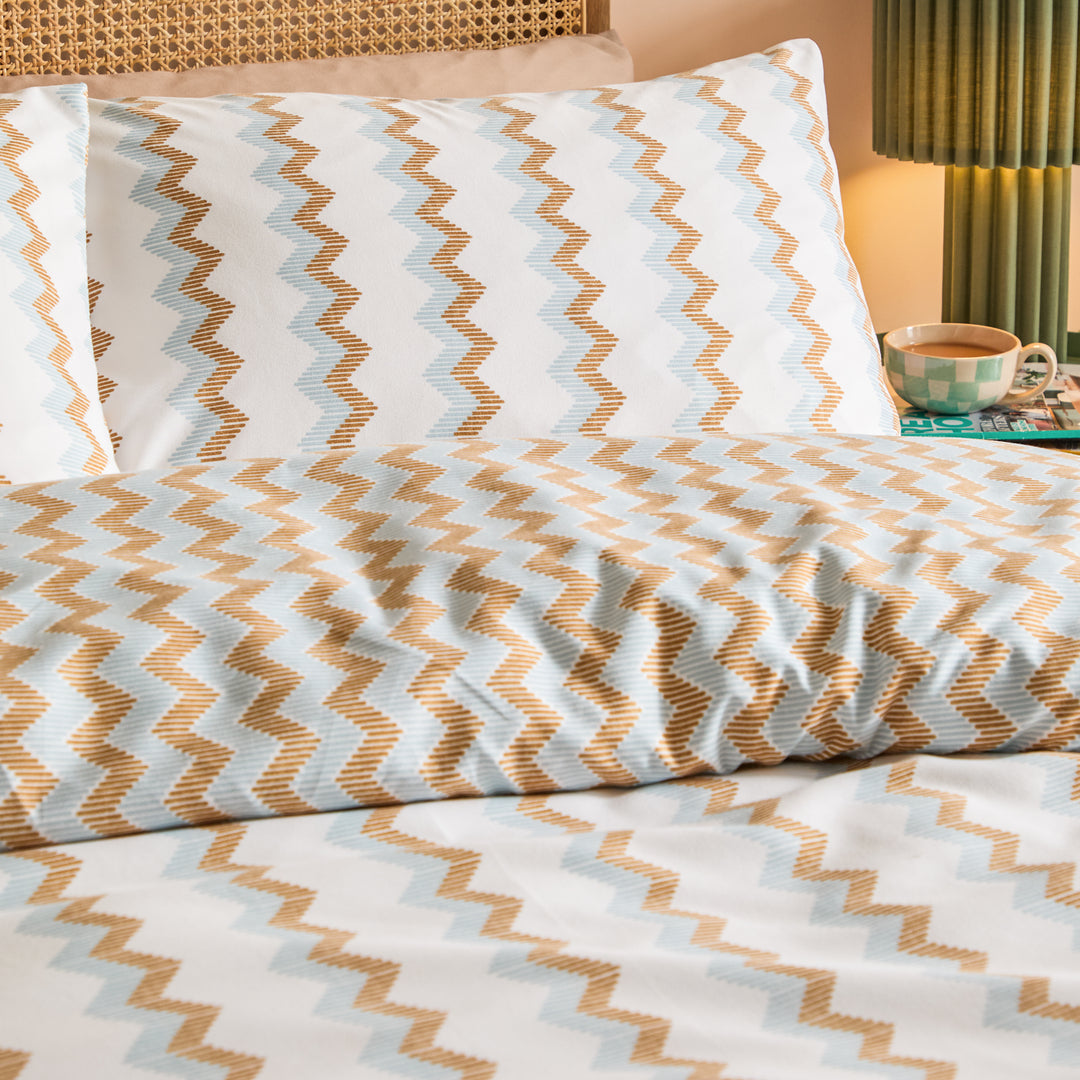 Izzie King Duvet Set Blue / Caramel - image 3