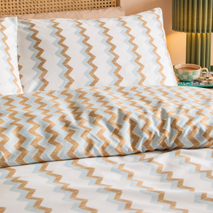 Izzie King Duvet Set Blue / Caramel - image 3