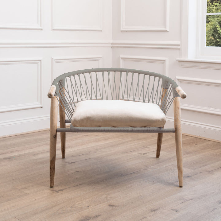 JEREMIAH HAMMOCK CHAIR GREYWASH WITH LINEN CORD