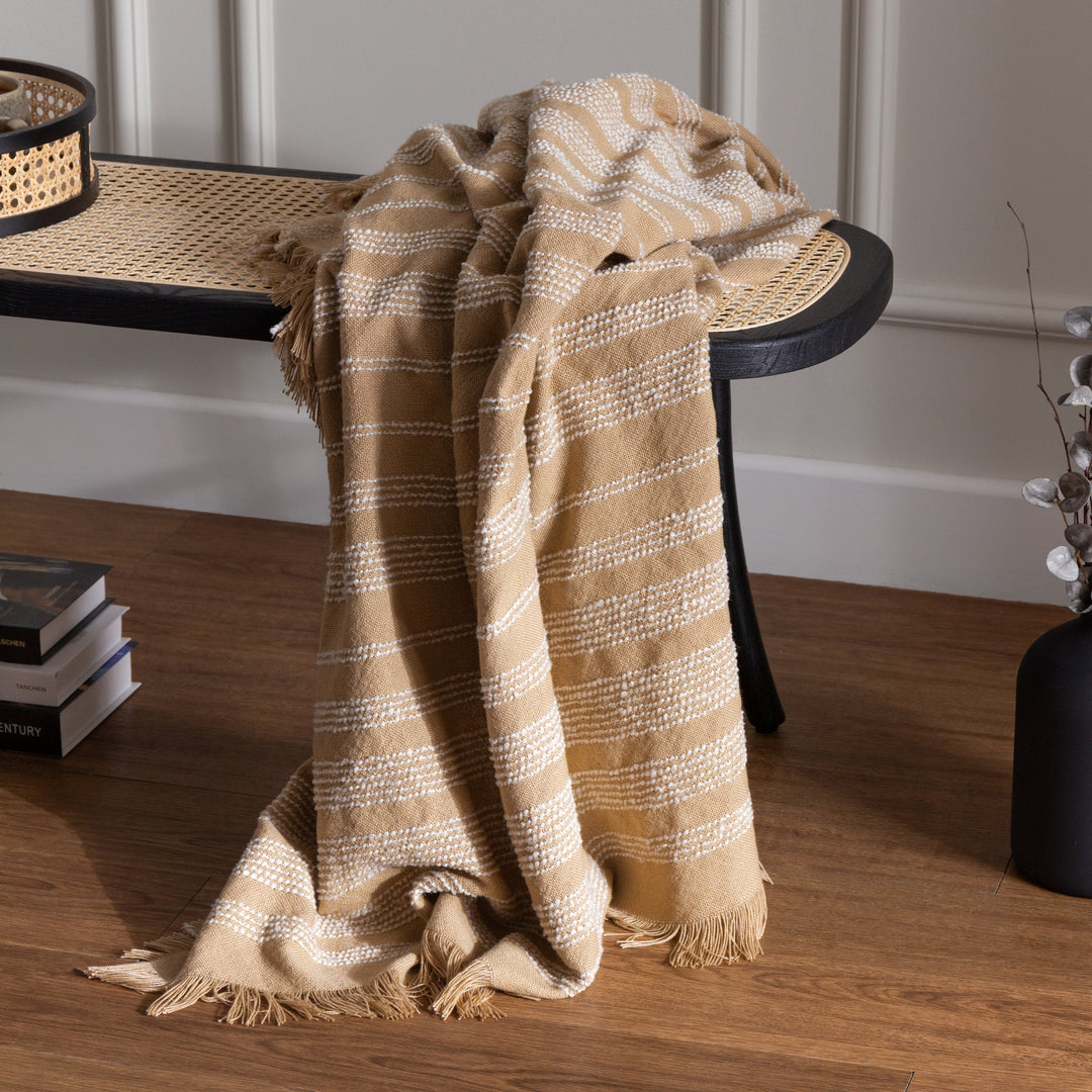 Jour Linear Woven Throw 130x180 Nougat