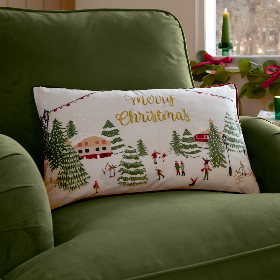 Joy To All 30x50 Cushion Case Snow/Berry