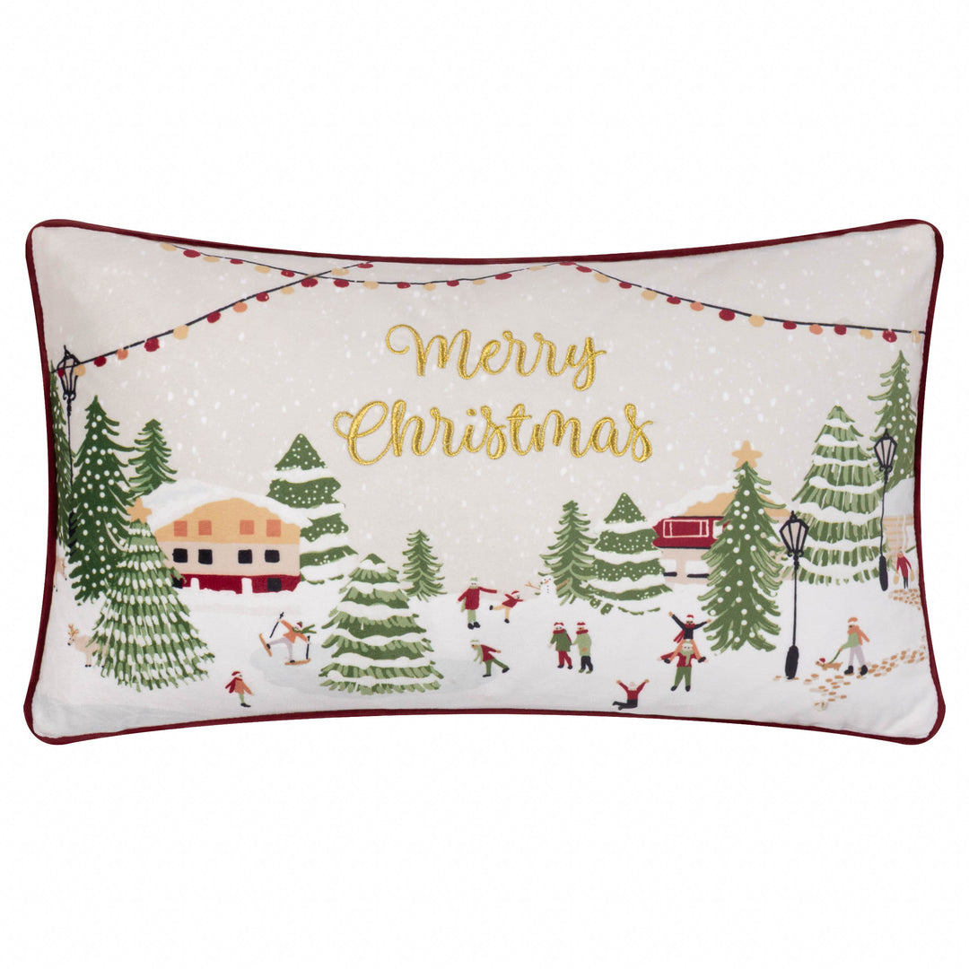 Joy To All 30x50 Cushion Case Snow/Berry - image 2