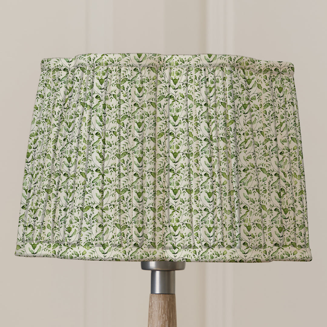 Aratus Floor Lampbase Nut/Juna 30cm Pleated Scalloped Lampshade Sage - image 2