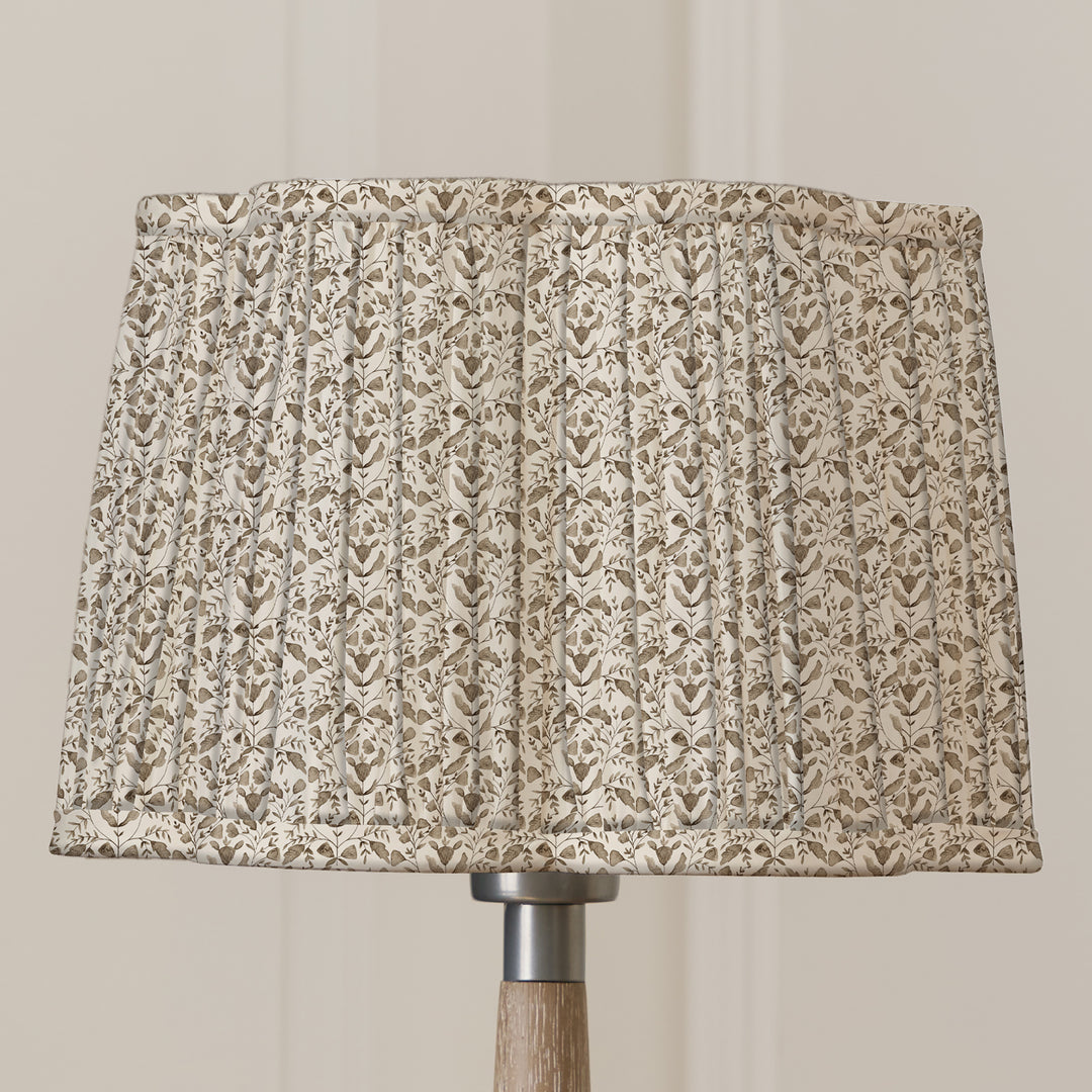 Aratus Table Lampbase Nut/Juna 30cm Pleated Tapered Lampshade Stone - image 2