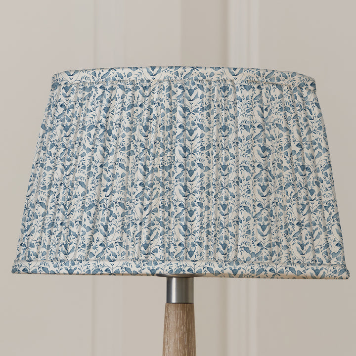 Aratus Floor Lampbase Nut/Juna 30cm Pleated Tapered Lampshade Denim - image 2