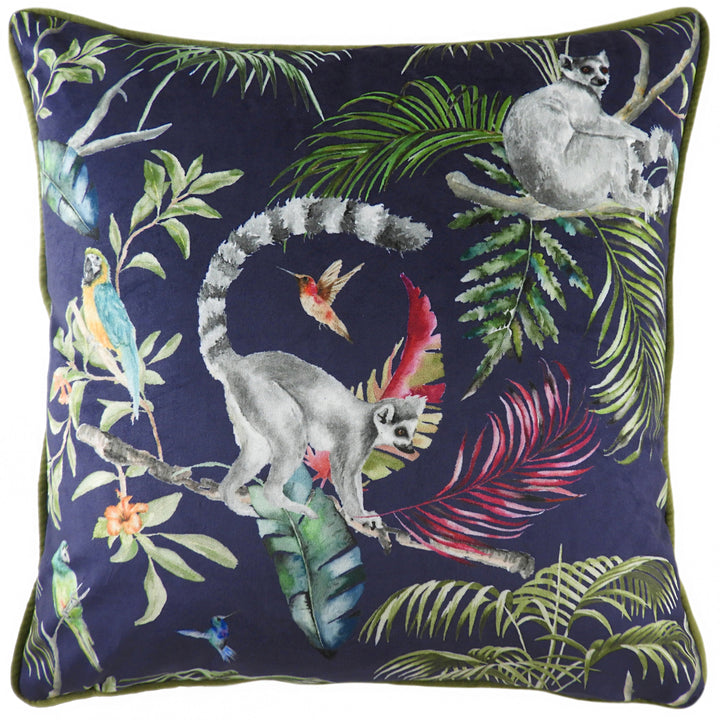 JUNGLE LEMUR PIPED 43X43 C/C BLUE