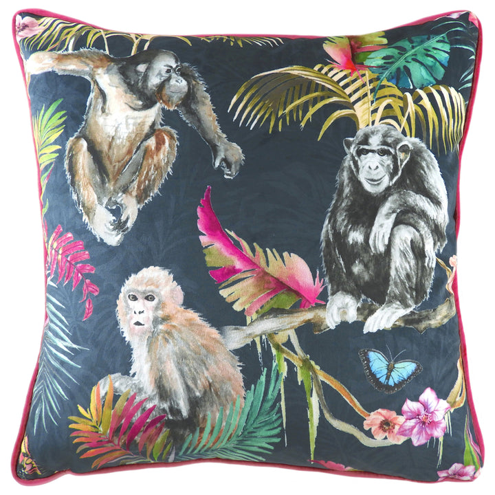 JUNGLE MONKEY PIPED 43X43 C/C BLUE