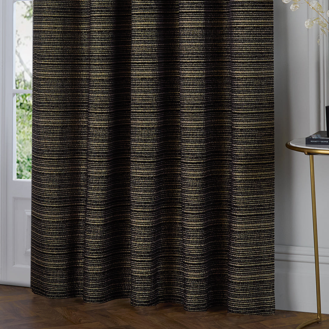 JUPITER 229X137 EYELET CURTAINS BLACK/GOLD