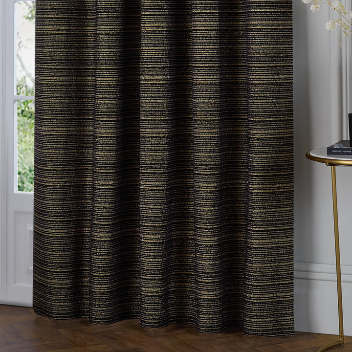 JUPITER 229X137 EYELET CURTAINS BLACK/GOLD