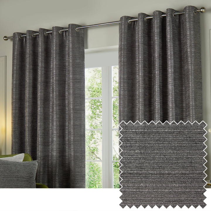 JUPITER 229X137 EYELET CURTAINS GRAPHITE