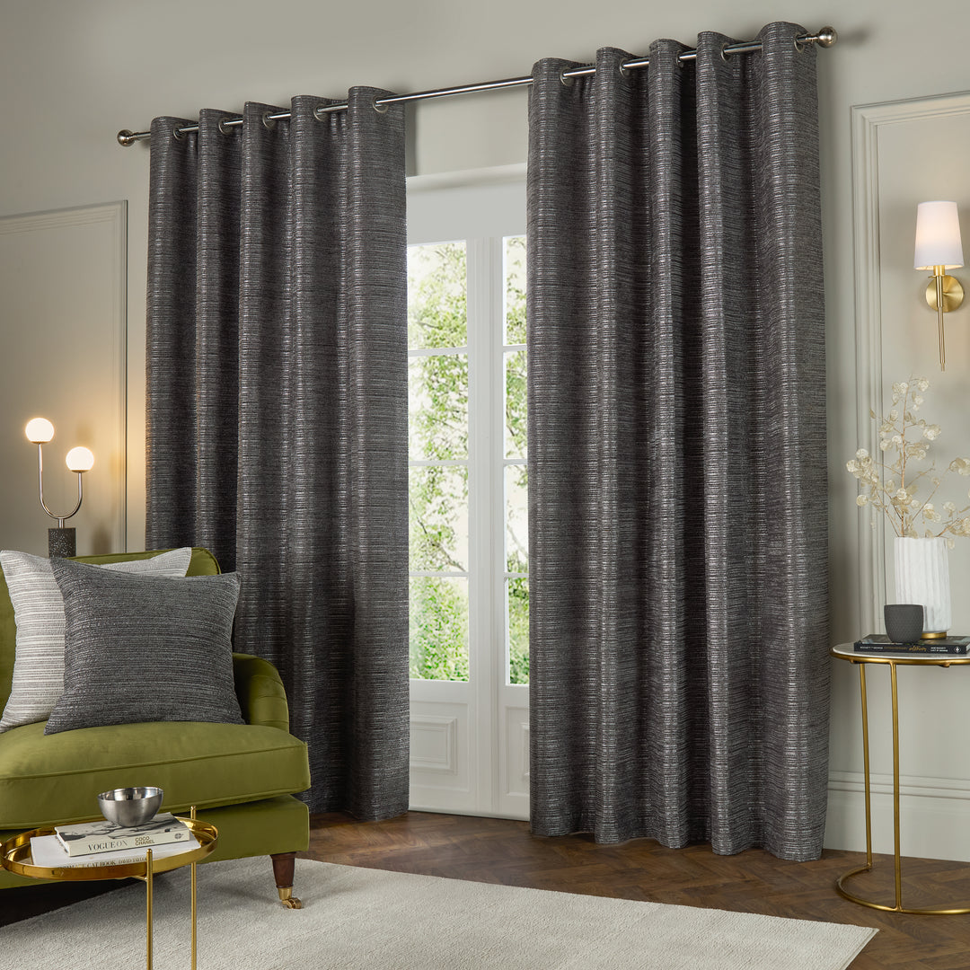 JUPITER 229X137 EYELET CURTAINS GRAPHITE