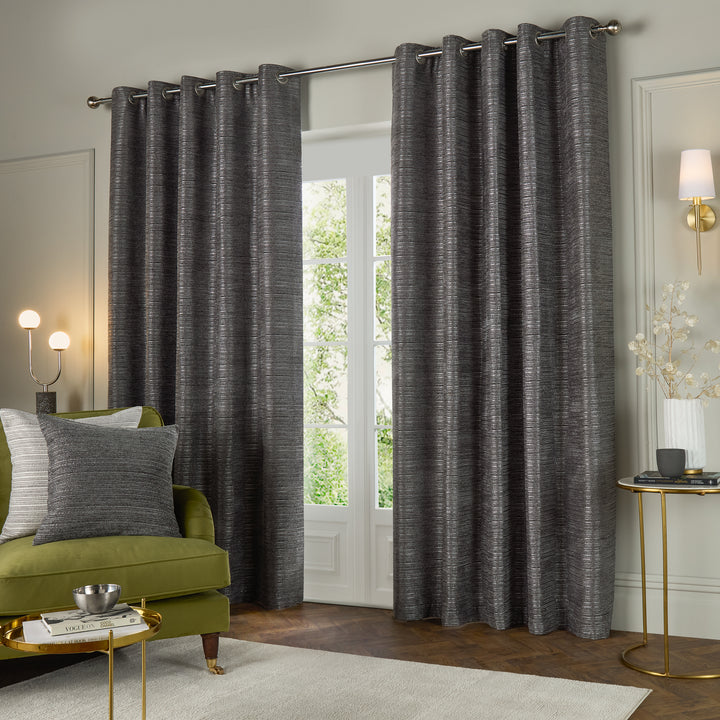 JUPITER 229X137 EYELET CURTAINS GRAPHITE