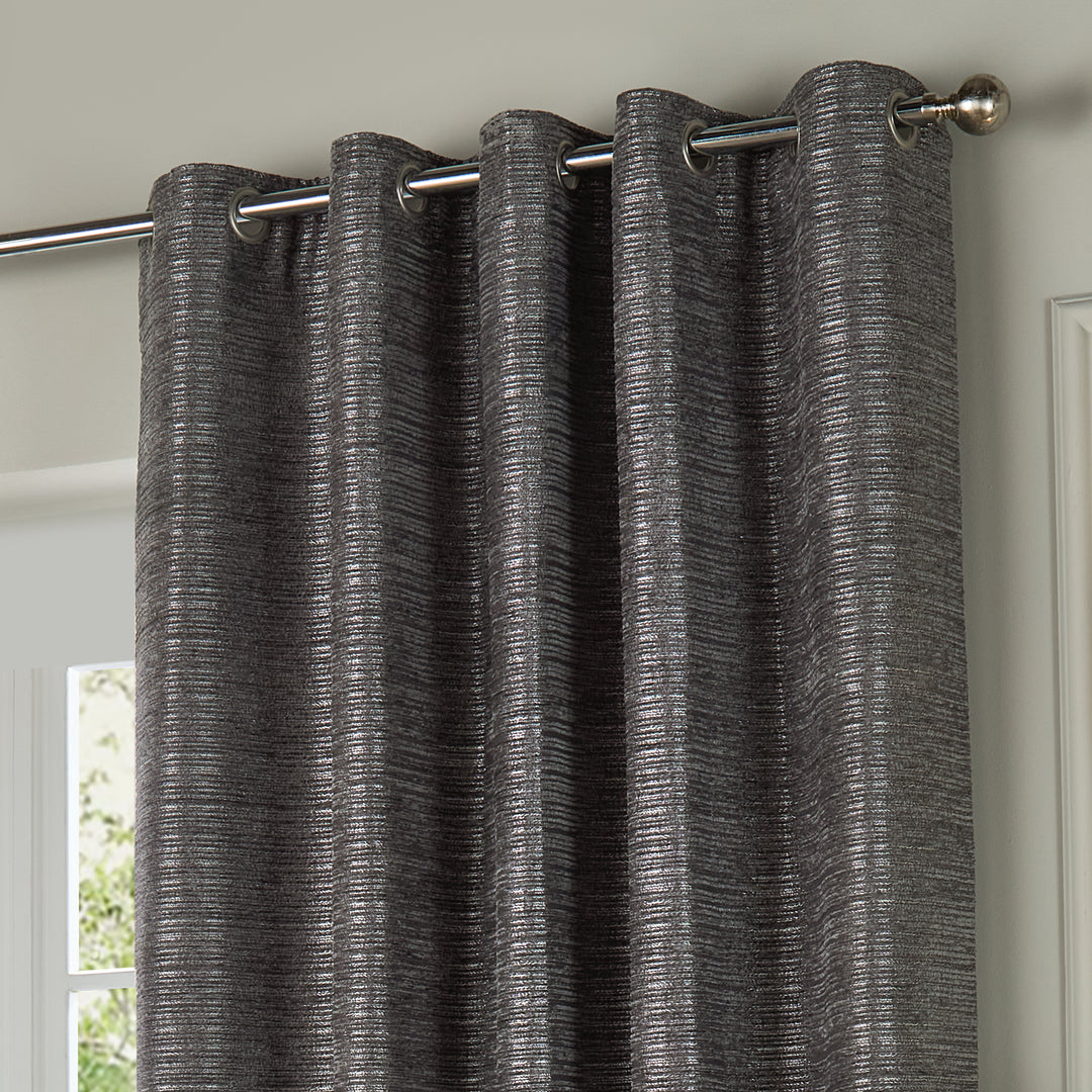 JUPITER 229X137 EYELET CURTAINS GRAPHITE