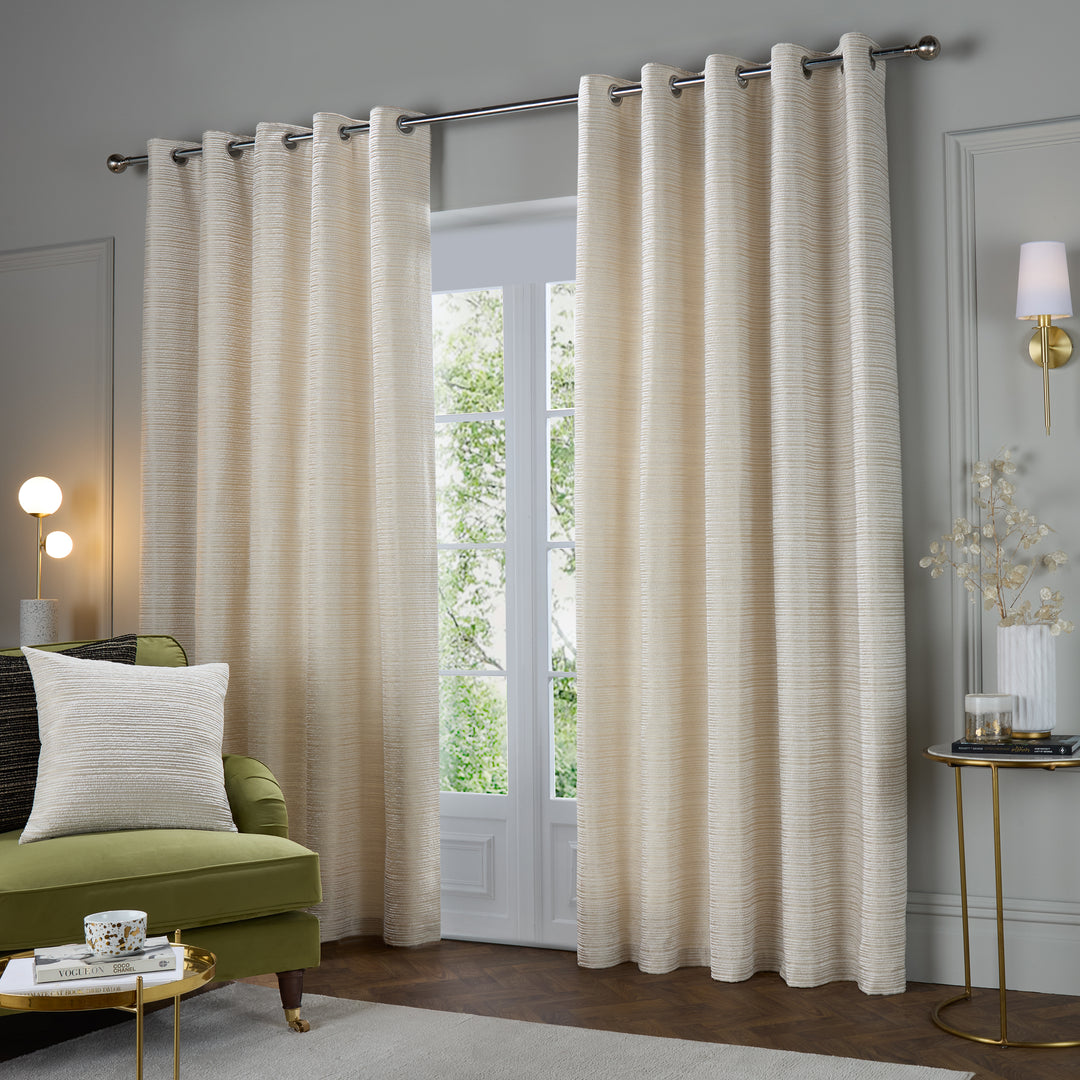 JUPITER 229X137 EYELET CURTAINS IVORY/GOLD