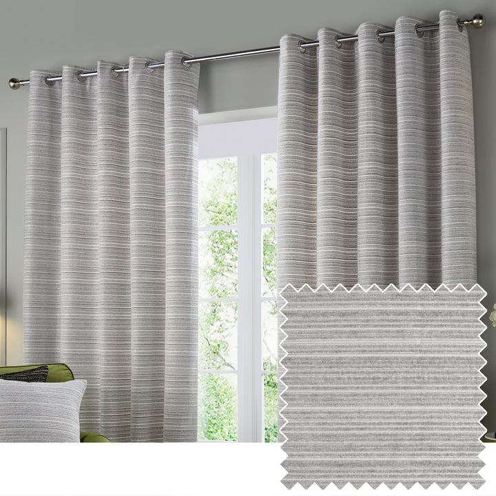 JUPITER 229X137 EYELET CURTAINS SILVER