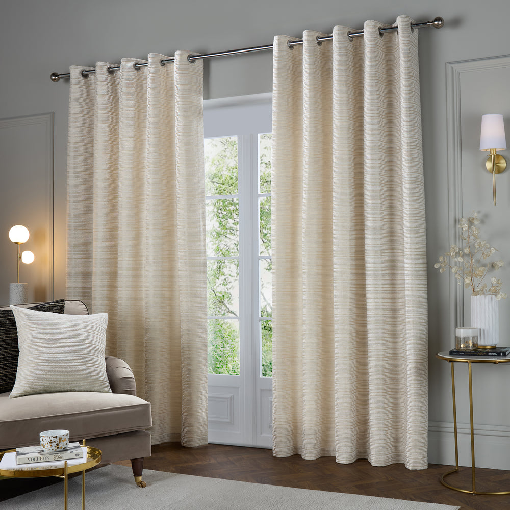Jupiter 168x137 Eyelet Curtains Ivory/Gold - image 2