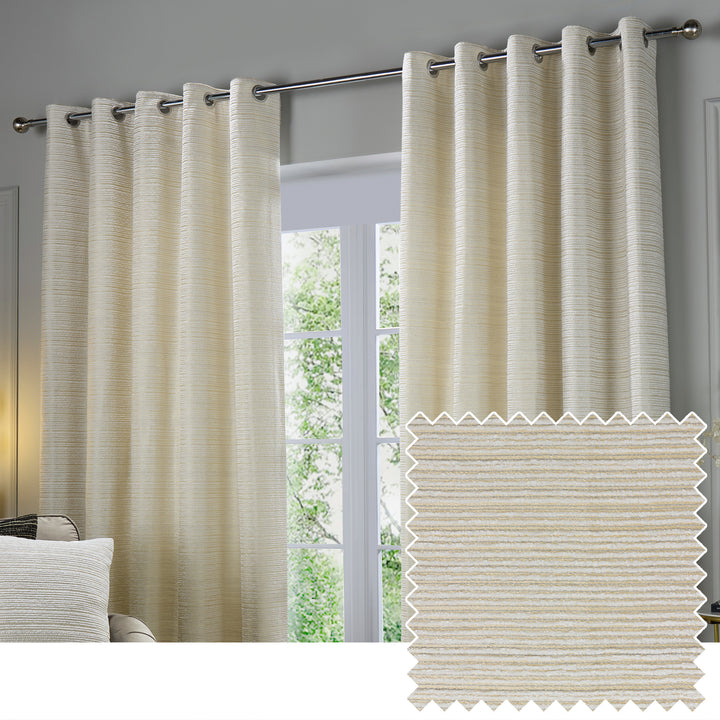 Jupiter 229x229 Eyelet Curtains Ivory/Gold