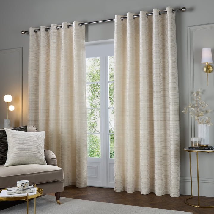Jupiter 229x229 Eyelet Curtains Ivory/Gold - image 2