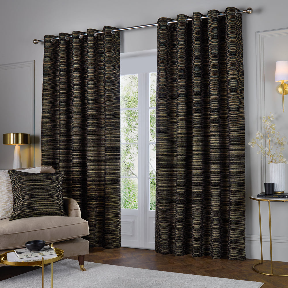 Jupiter 229x183 Eyelet Curtains Black/Gold - image 2
