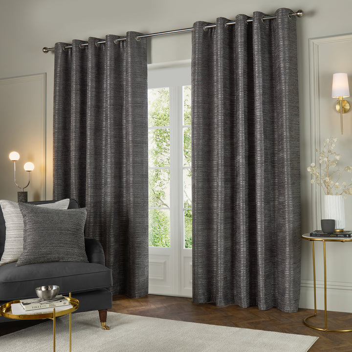 Jupiter 117x183 Eyelet Curtains Graphite - image 2