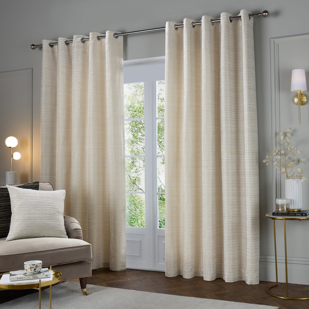 Jupiter 117x183 Eyelet Curtains Ivory/Gold - image 2