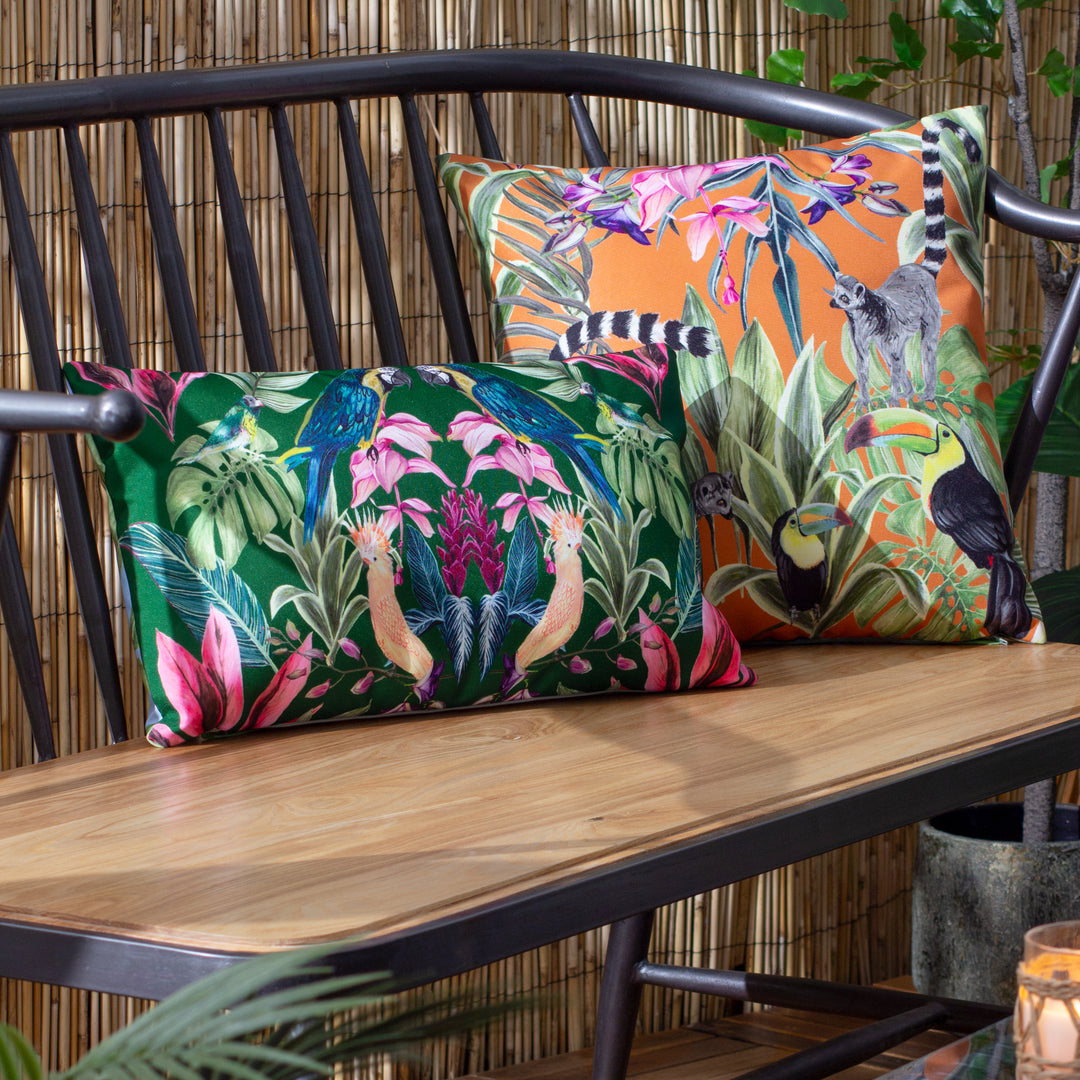 Kali Birds 30x50 Outdoor Cushion Case Dark Green - image 5