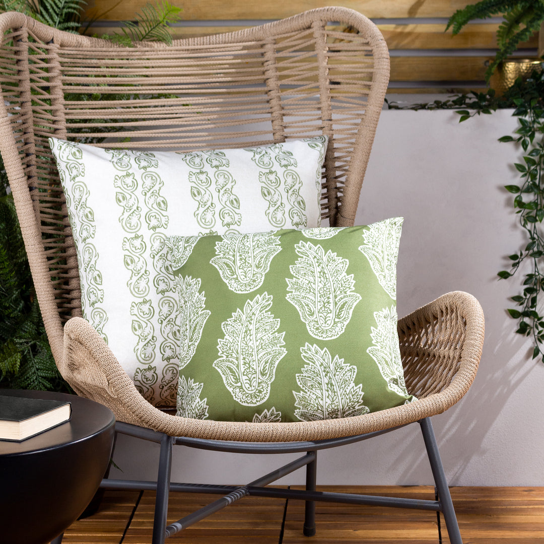 Kalindi Paisley 43x43 Outdoor Cushion Case Olive - image 4