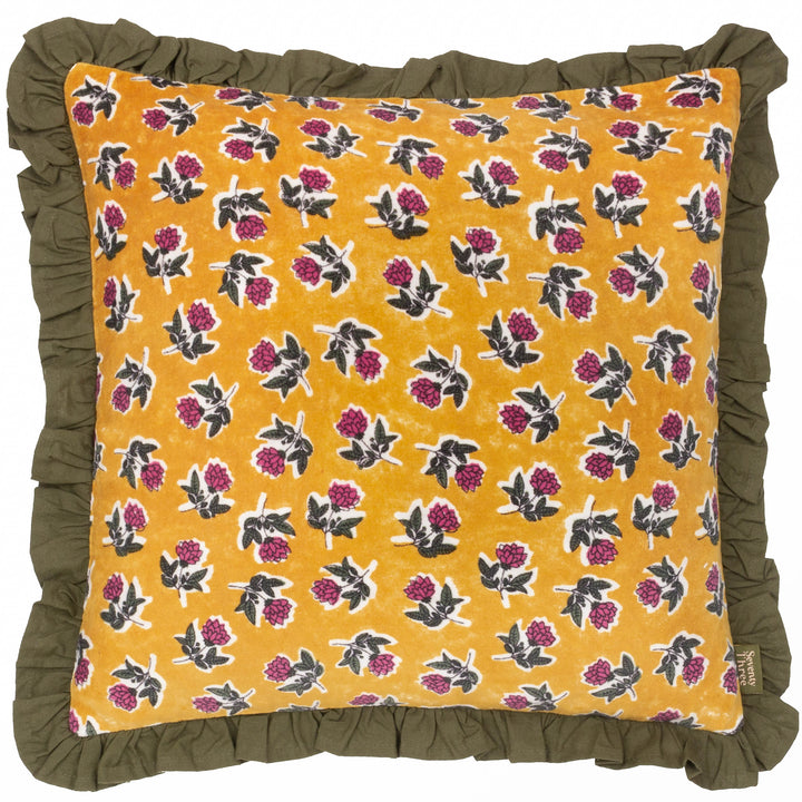 KEMBLE 45X45 CUSHION CASE GOLD/HUNTER GREEN
