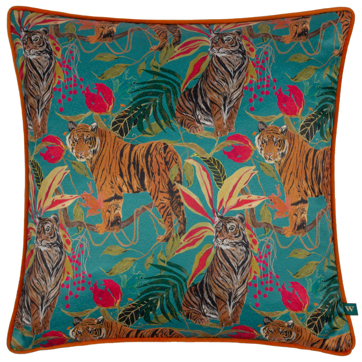 KALI JUNGLE TIGERS 43X43 CUSHION CASE TEAL