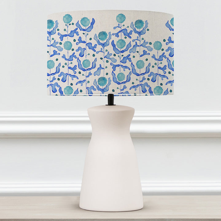 ALBURY TABLE LAMPBASE ECRU/MARIANI COBALT EVA 30CM LAMPSHADE BLUE