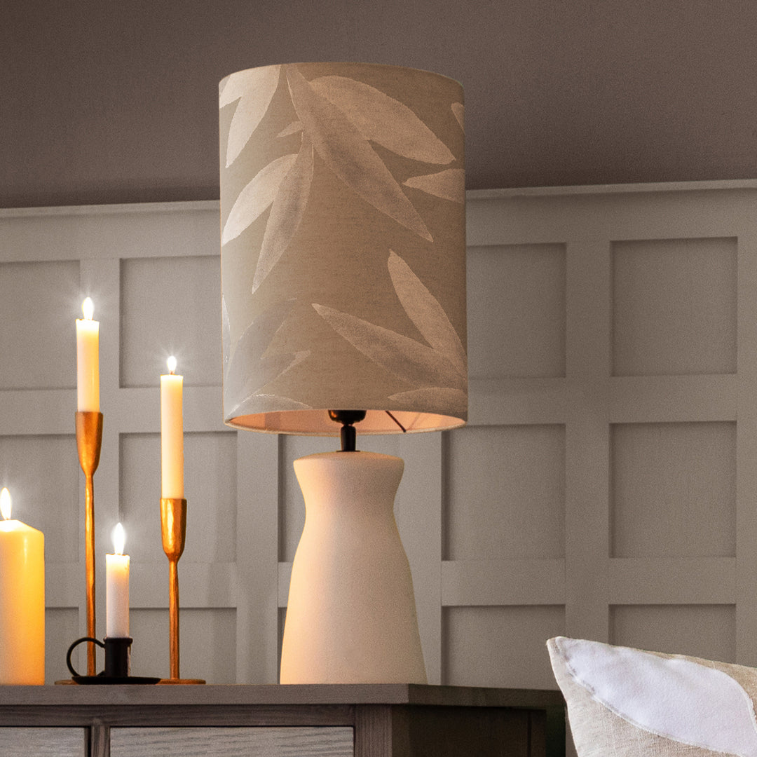 Albury Table Lampbase Ecru/Silverwood Anna 25x35cm Lampshade Snow