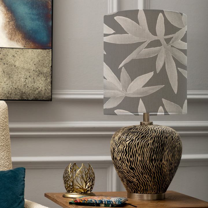 Alcina Table Lampbase Grey/Silverwood Anna 32x40cm Lampshade Frost