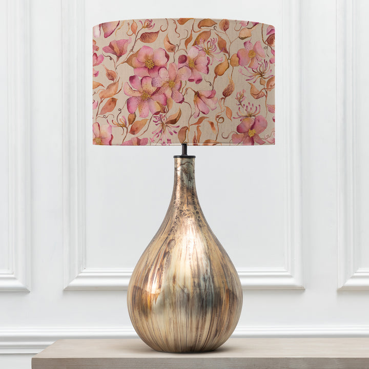 ALLEGRA TABLE LAMPBASE GLASS/DAPHNE PRIMROSE EVA 40CM LAMPSHADE PINK